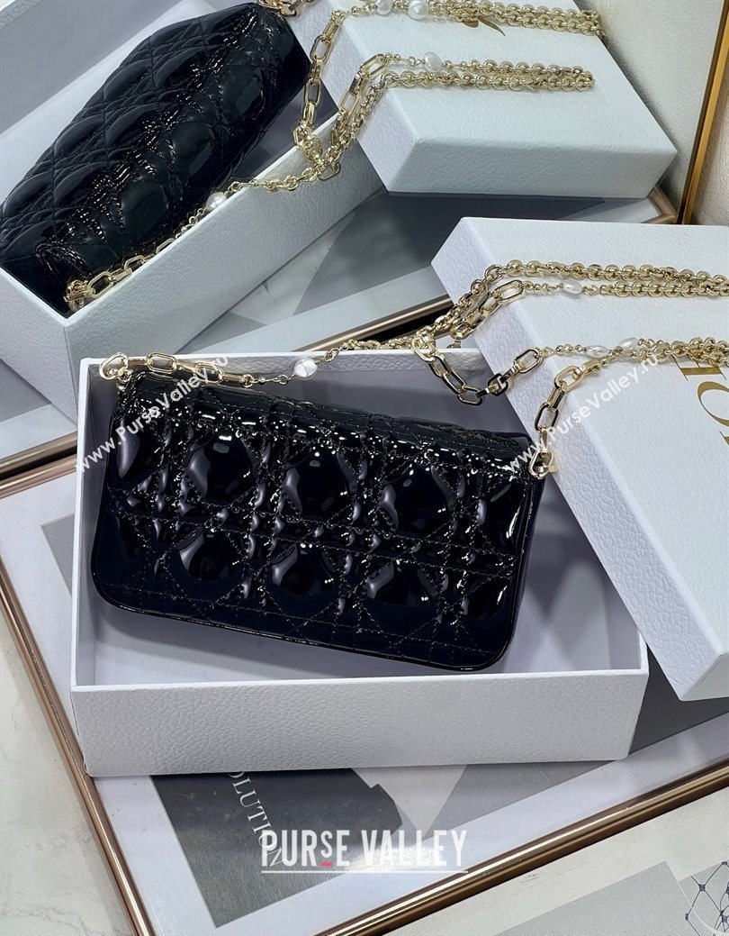 Dior My Dior - Dior Talk Phone Pouch in Patent Cannage Calfskin Black 2025 (XXG-250929145)