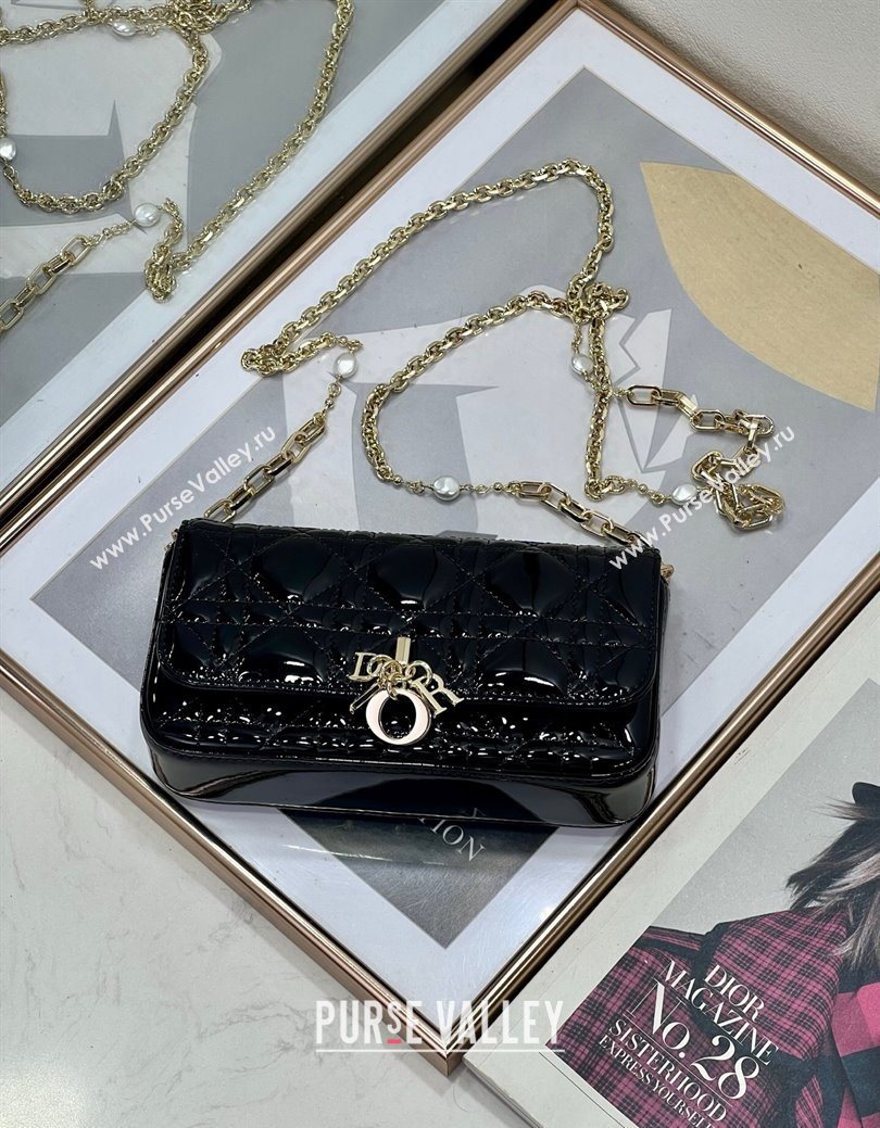 Dior My Dior - Dior Talk Phone Pouch in Patent Cannage Calfskin Black 2025 (XXG-250929145)