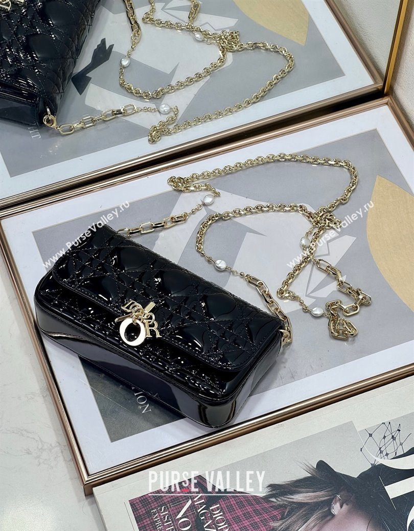 Dior My Dior - Dior Talk Phone Pouch in Patent Cannage Calfskin Black 2025 (XXG-250929145)