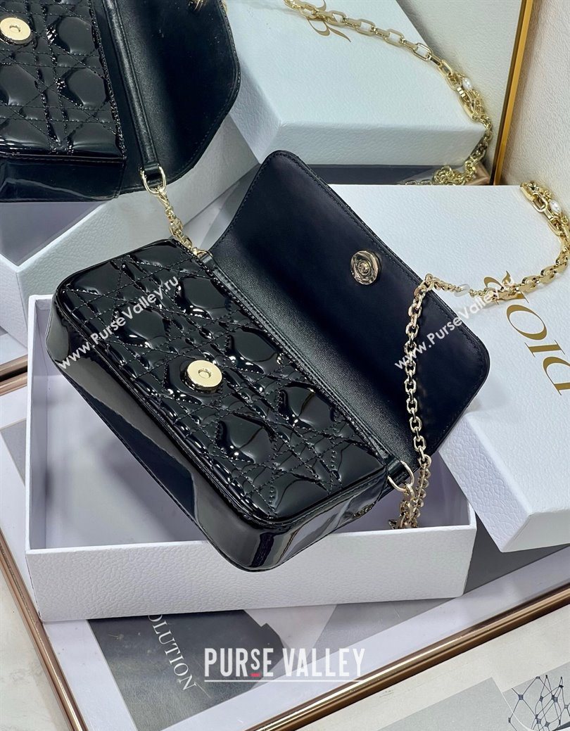 Dior My Dior - Dior Talk Phone Pouch in Patent Cannage Calfskin Black 2025 (XXG-250929145)