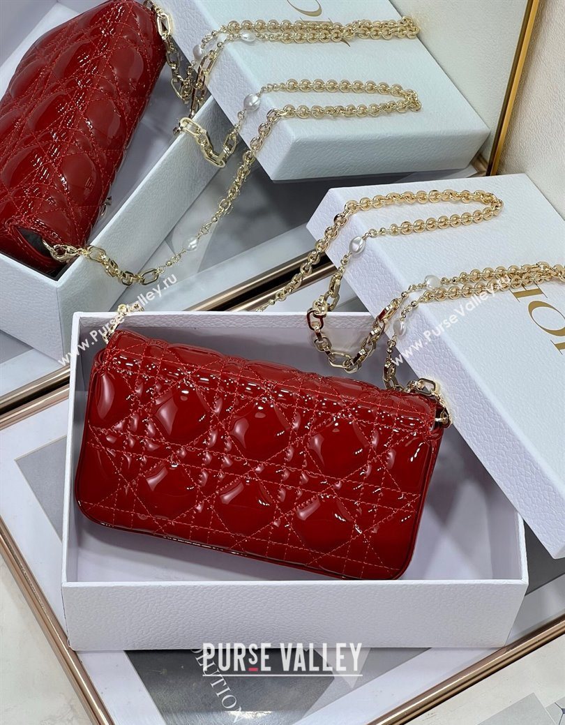 Dior My Dior - Dior Talk Phone Pouch in Patent Cannage Calfskin Red 2025 (XXG-250929146)