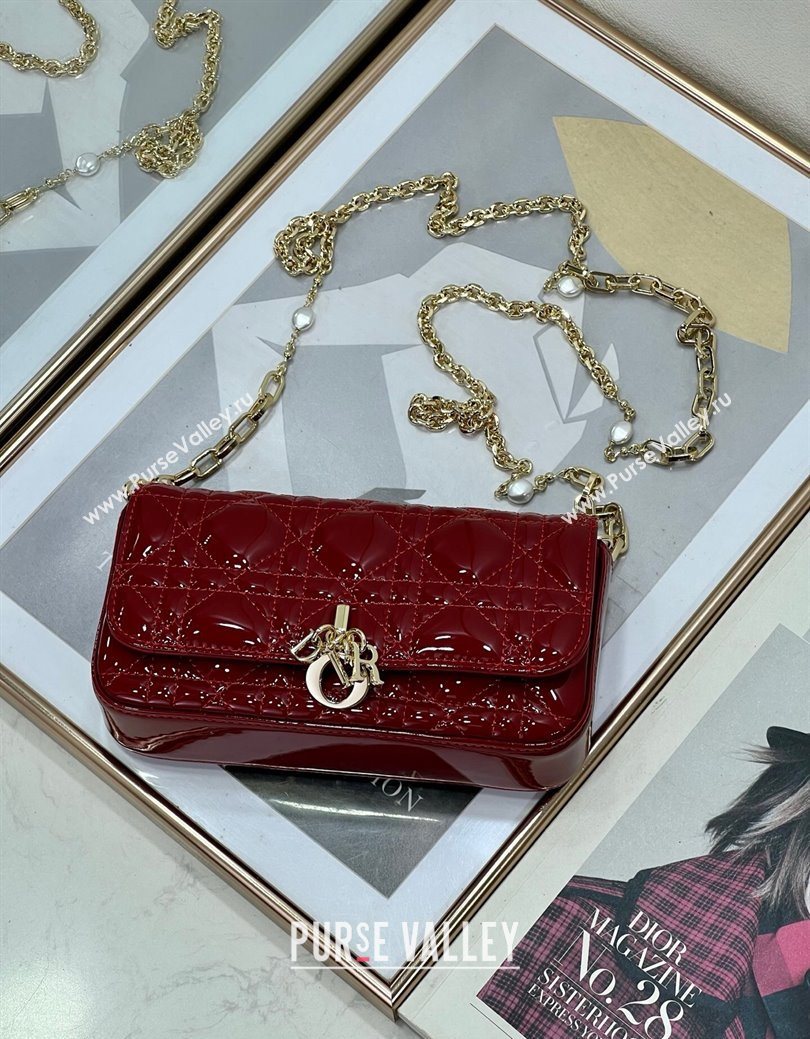 Dior My Dior - Dior Talk Phone Pouch in Patent Cannage Calfskin Red 2025 (XXG-250929146)