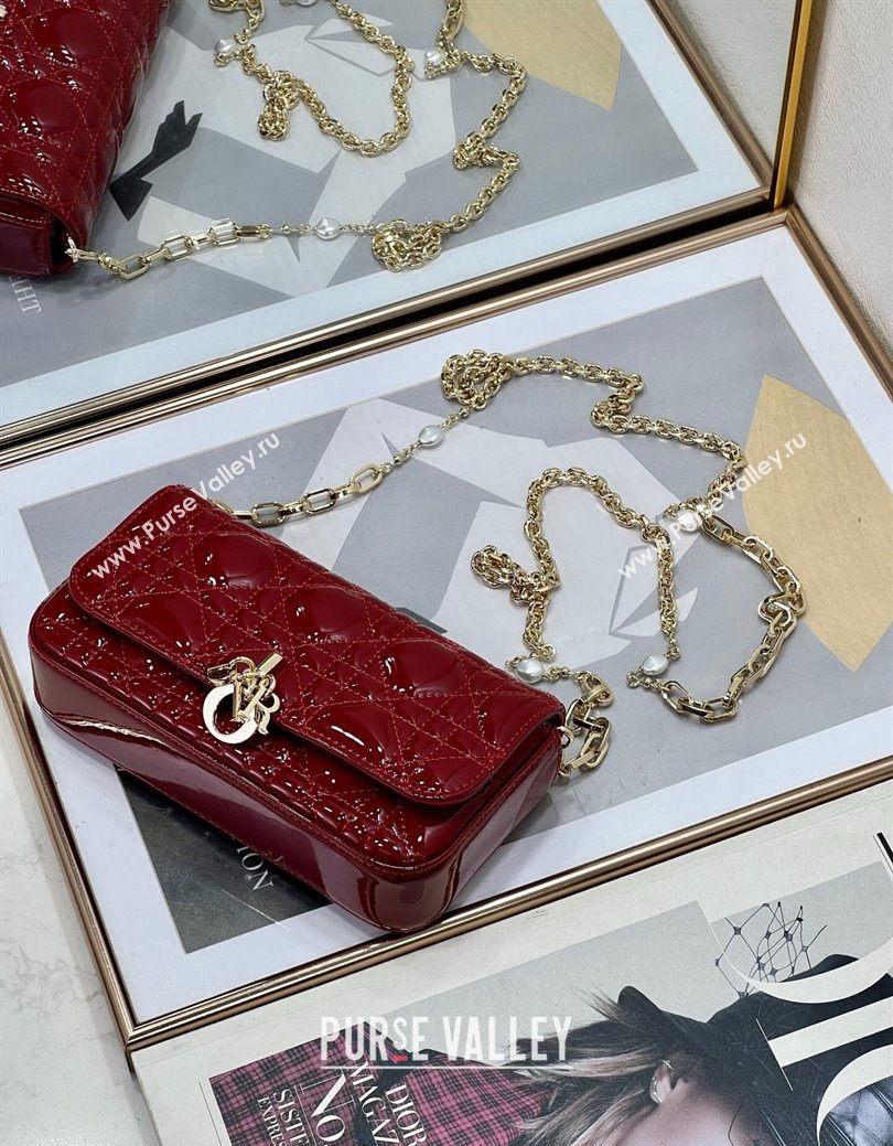 Dior My Dior - Dior Talk Phone Pouch in Patent Cannage Calfskin Red 2025 (XXG-250929146)