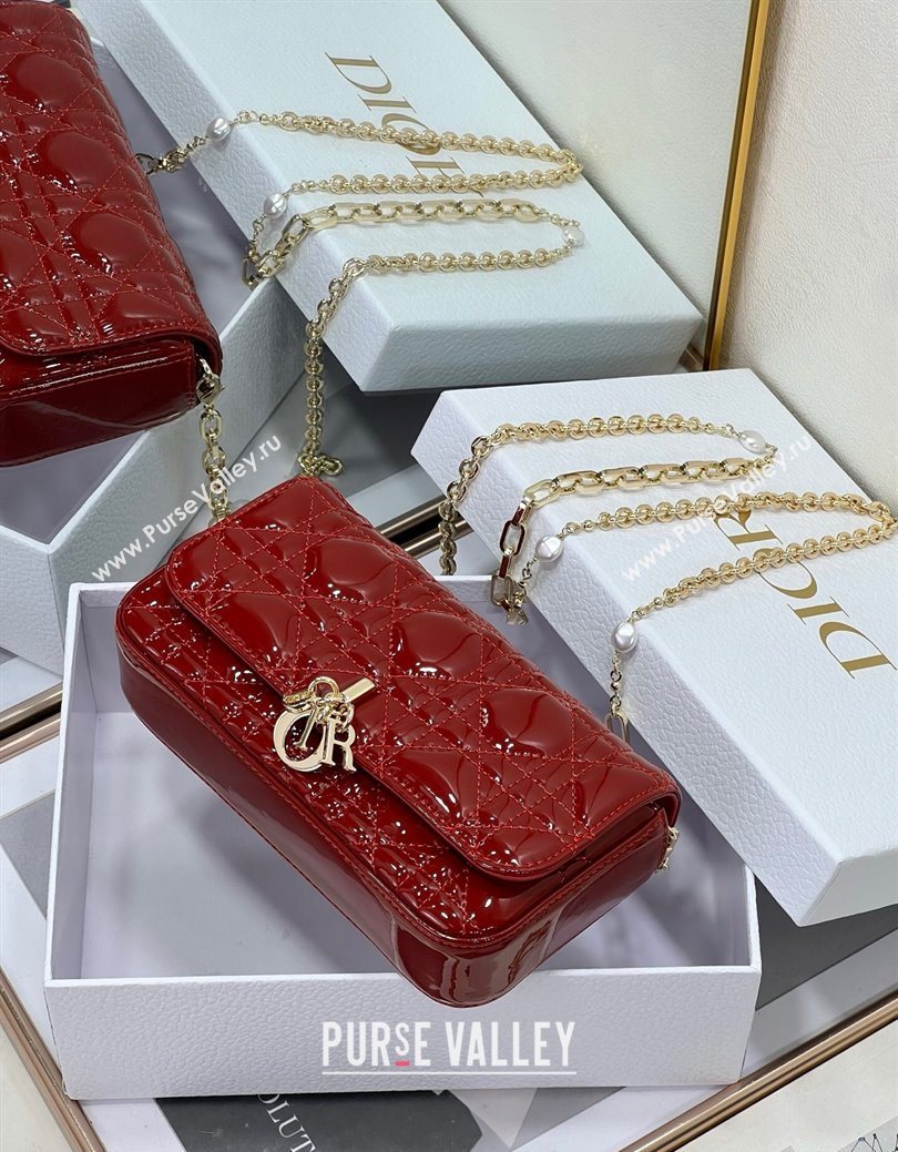 Dior My Dior - Dior Talk Phone Pouch in Patent Cannage Calfskin Red 2025 (XXG-250929146)