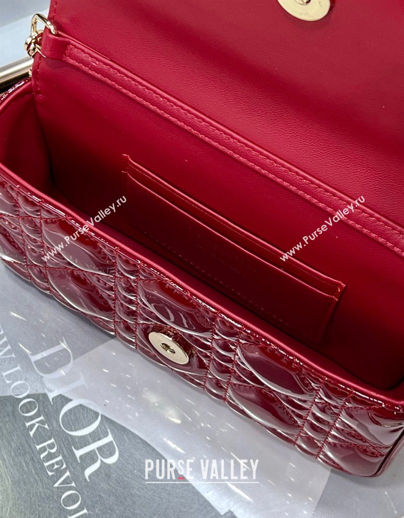 Dior My Dior - Dior Talk Phone Pouch in Patent Cannage Calfskin Red 2025 (XXG-250929146)