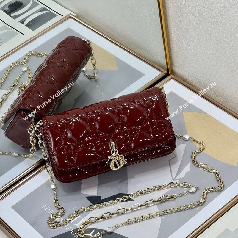 Dior My Dior - Dior Talk Phone Pouch in Patent Cannage Calfskin Burgundy 2025 (XXG-250929148)