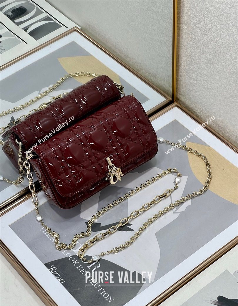 Dior My Dior - Dior Talk Phone Pouch in Patent Cannage Calfskin Burgundy 2025 (XXG-250929148)