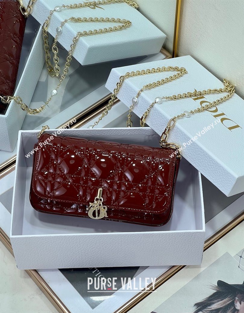 Dior My Dior - Dior Talk Phone Pouch in Patent Cannage Calfskin Burgundy 2025 (XXG-250929148)