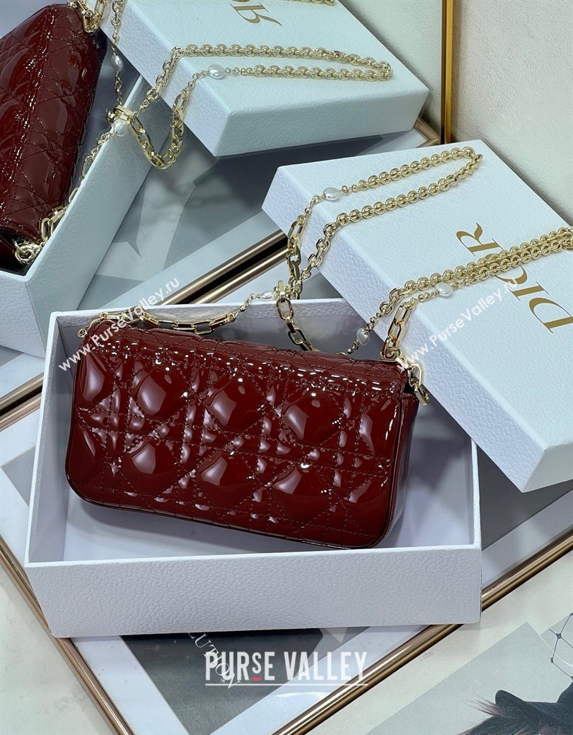 Dior My Dior - Dior Talk Phone Pouch in Patent Cannage Calfskin Burgundy 2025 (XXG-250929148)