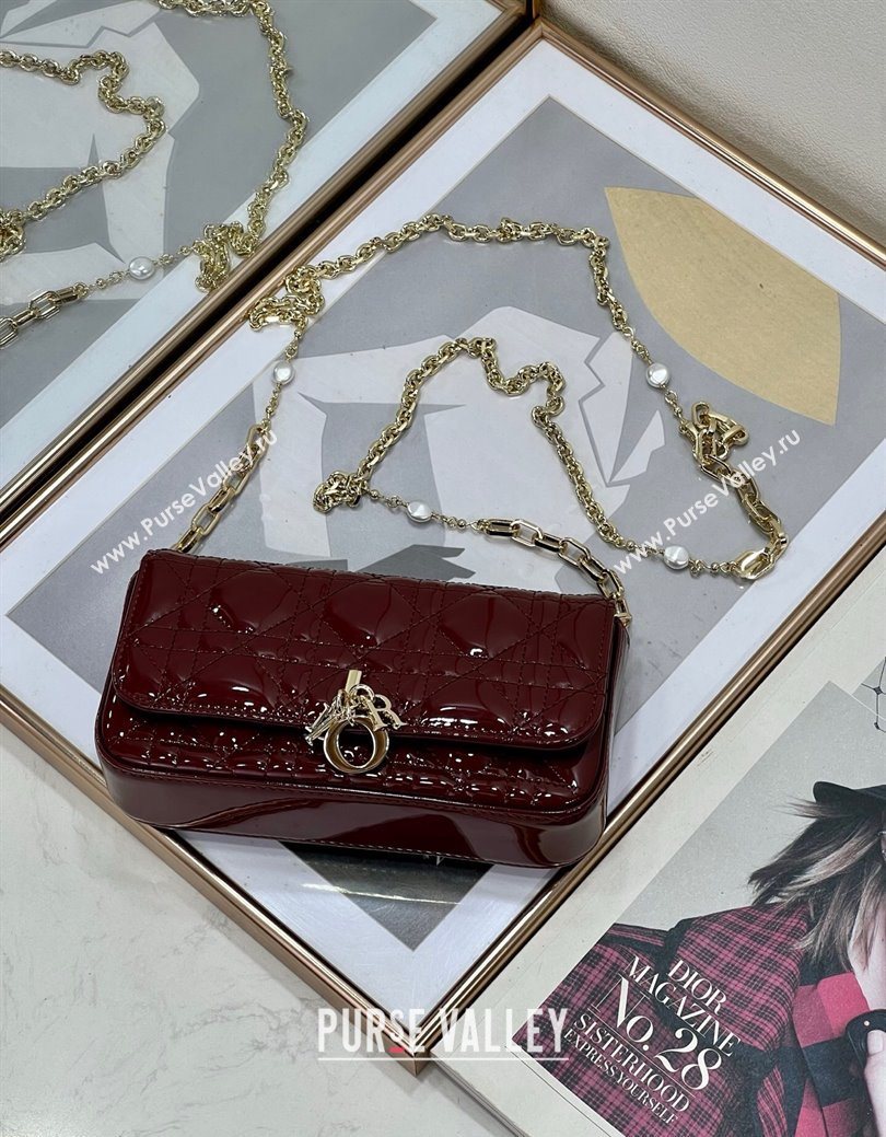 Dior My Dior - Dior Talk Phone Pouch in Patent Cannage Calfskin Burgundy 2025 (XXG-250929148)