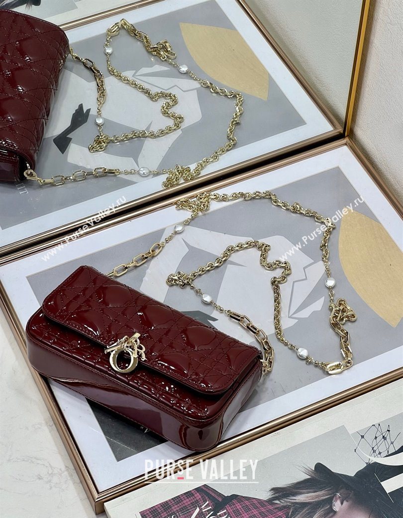 Dior My Dior - Dior Talk Phone Pouch in Patent Cannage Calfskin Burgundy 2025 (XXG-250929148)