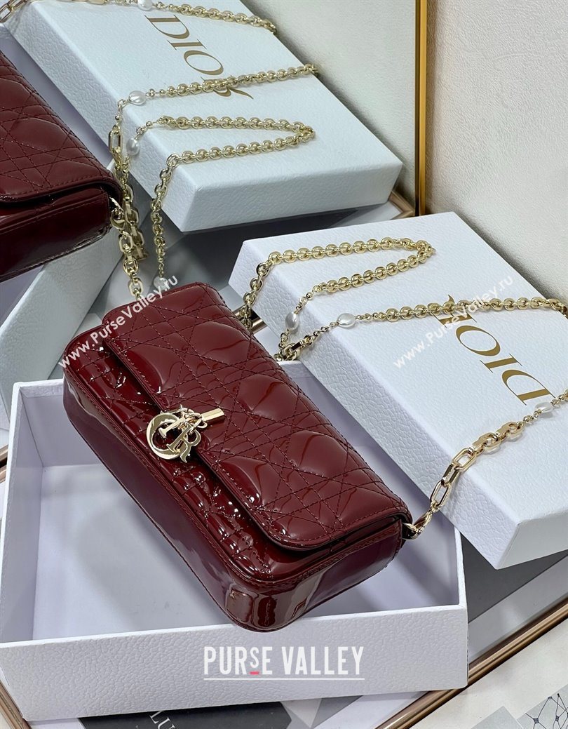 Dior My Dior - Dior Talk Phone Pouch in Patent Cannage Calfskin Burgundy 2025 (XXG-250929148)