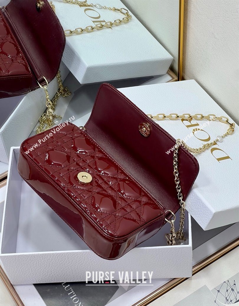 Dior My Dior - Dior Talk Phone Pouch in Patent Cannage Calfskin Burgundy 2025 (XXG-250929148)