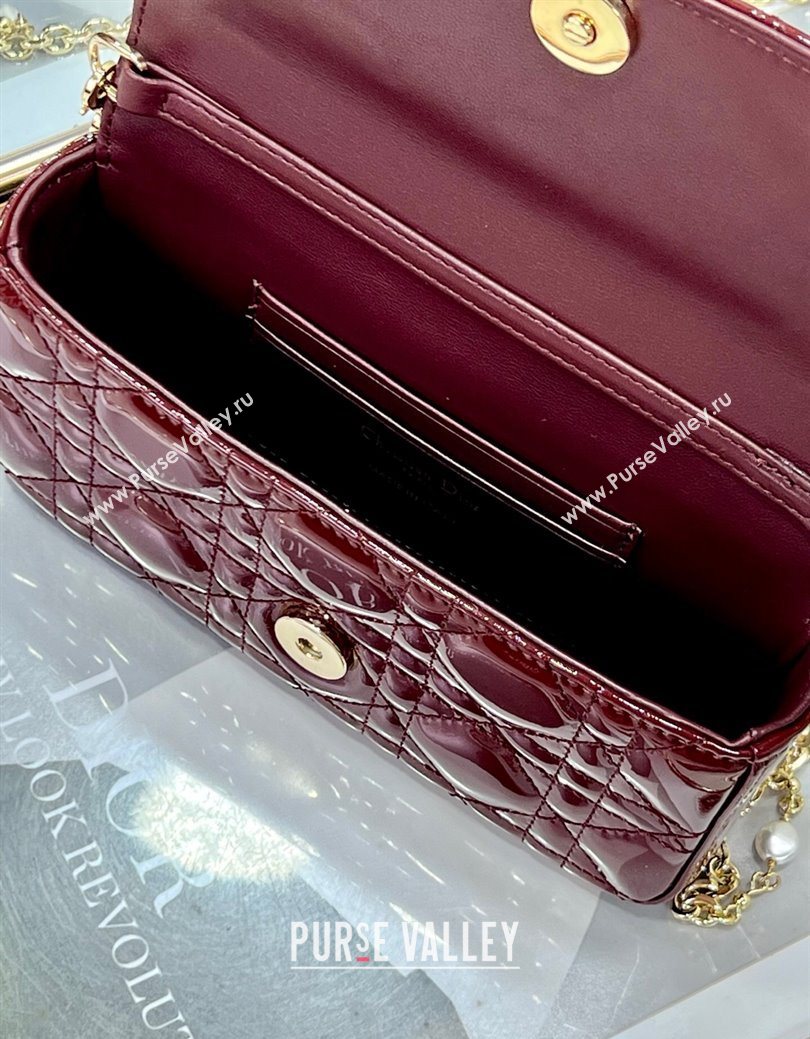 Dior My Dior - Dior Talk Phone Pouch in Patent Cannage Calfskin Burgundy 2025 (XXG-250929148)