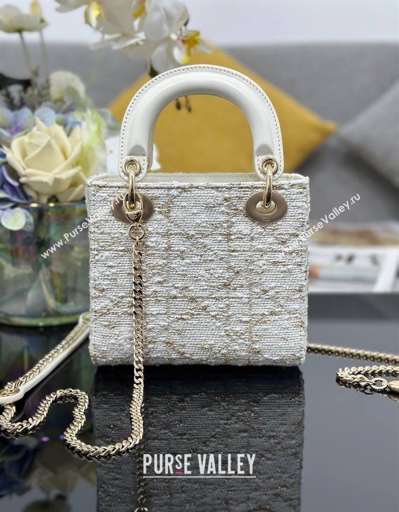 Dior Mini Lady Bag in Tweed White 2025 0929 (XXG-250929164)