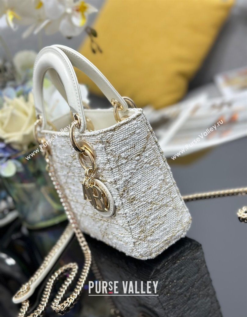 Dior Mini Lady Bag in Tweed White 2025 0929 (XXG-250929164)