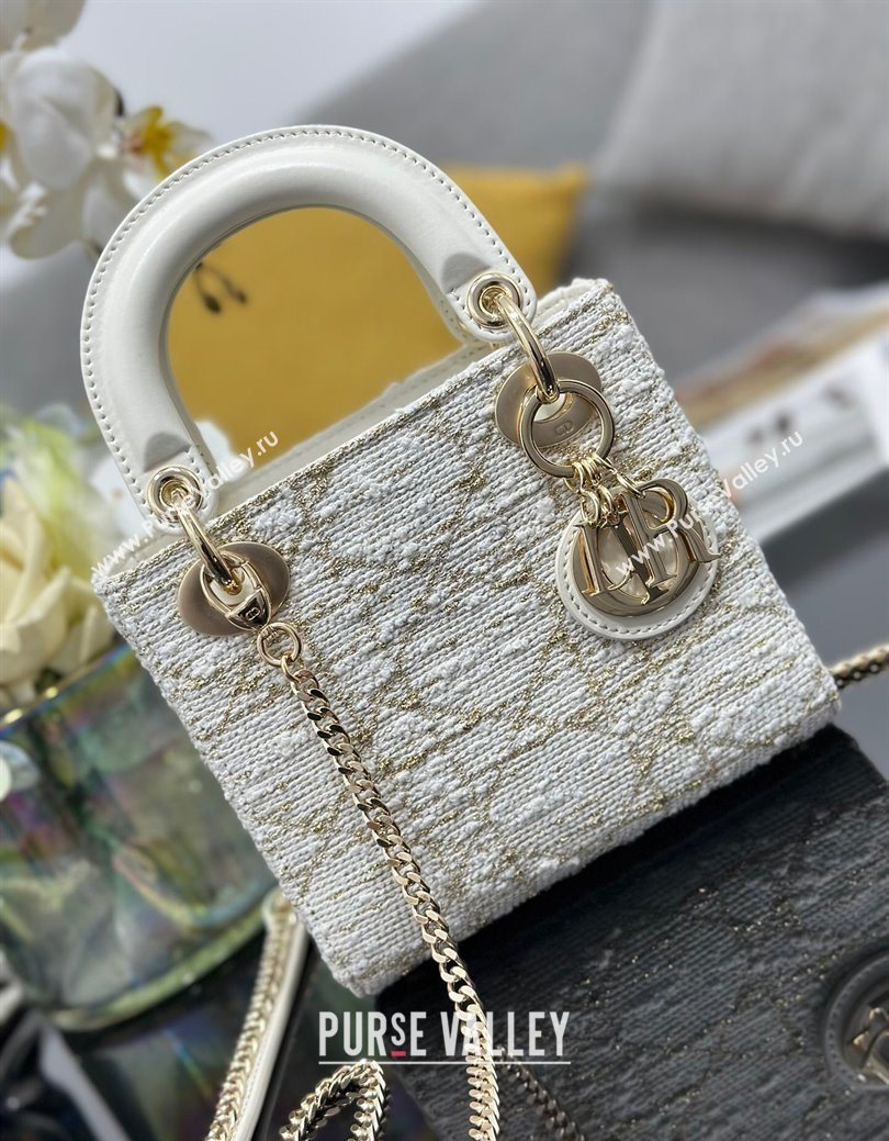 Dior Mini Lady Bag in Tweed White 2025 0929 (XXG-250929164)