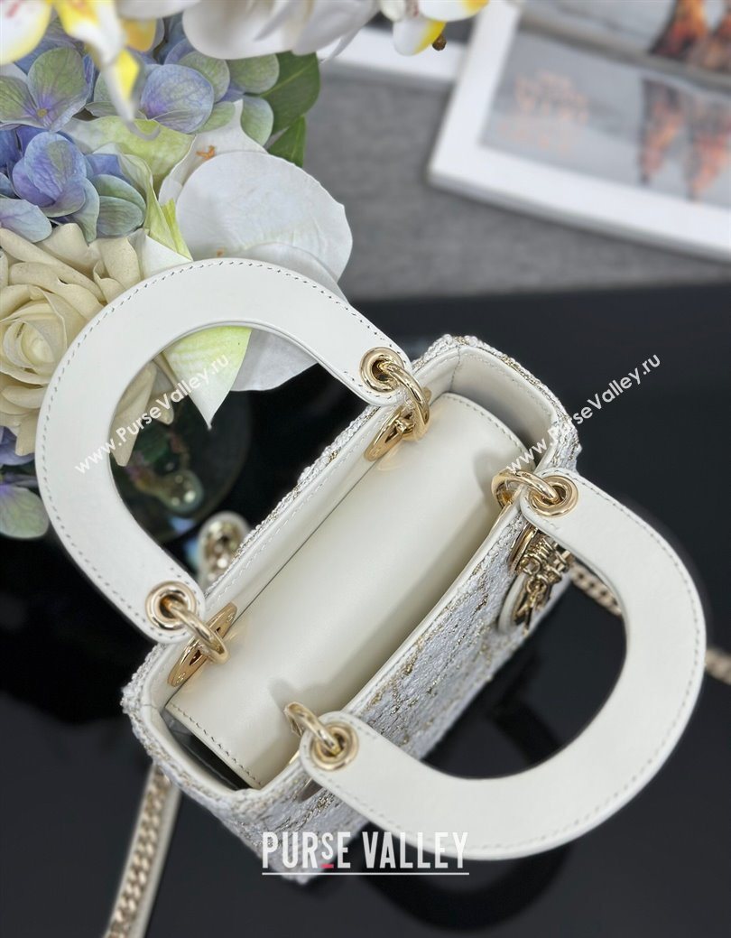 Dior Mini Lady Bag in Tweed White 2025 0929 (XXG-250929164)