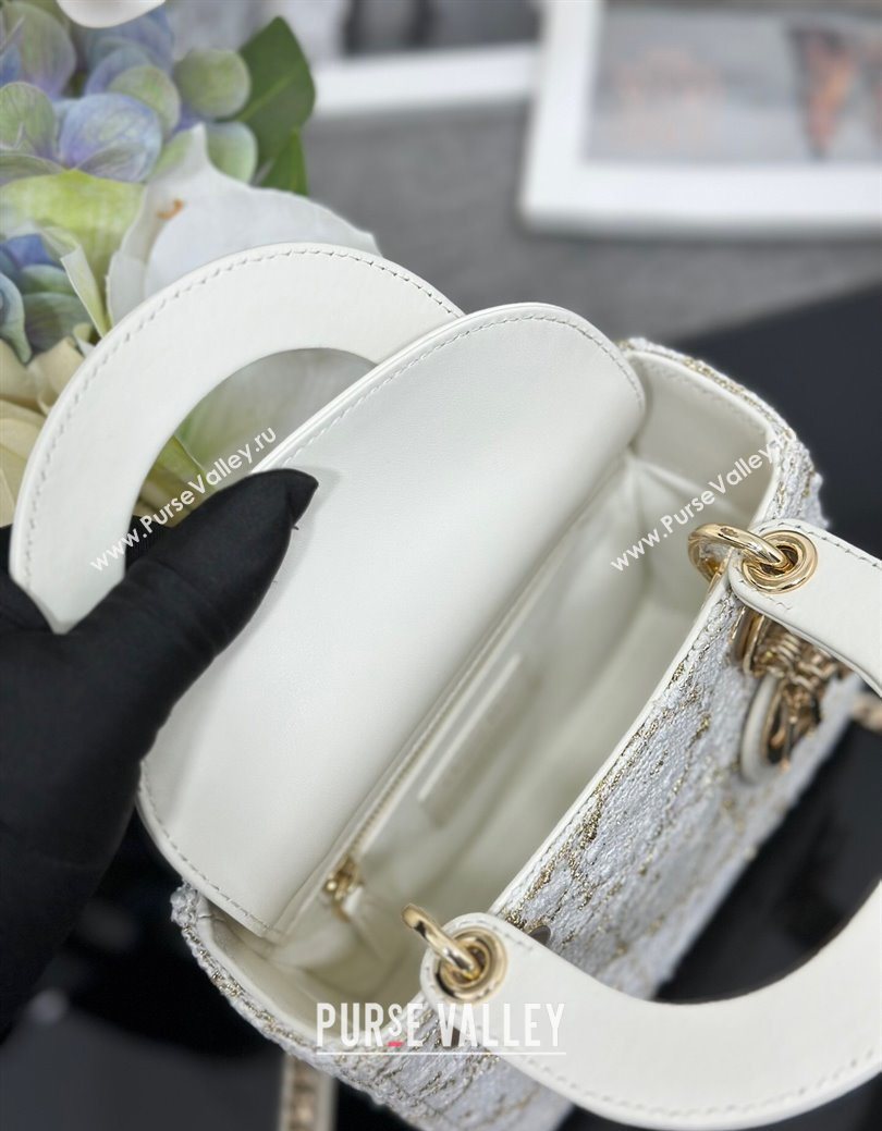 Dior Mini Lady Bag in Tweed White 2025 0929 (XXG-250929164)