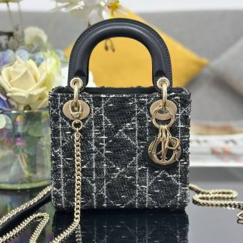Dior Mini Lady Bag in Tweed Black 2025 0929 (XXG-250929165)