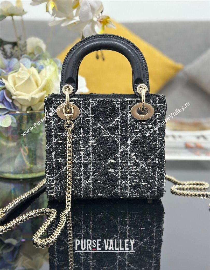 Dior Mini Lady Bag in Tweed Black 2025 0929 (XXG-250929165)
