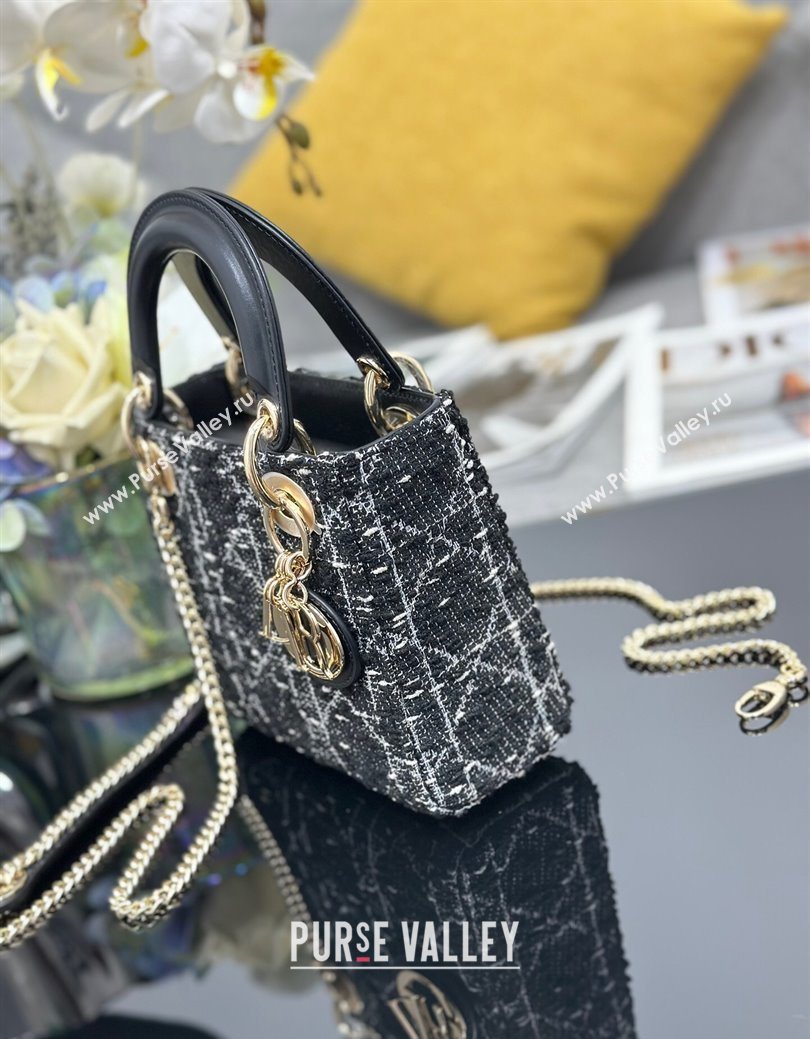 Dior Mini Lady Bag in Tweed Black 2025 0929 (XXG-250929165)
