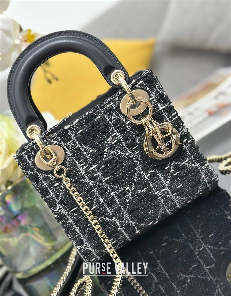 Dior Mini Lady Bag in Tweed Black 2025 0929 (XXG-250929165)