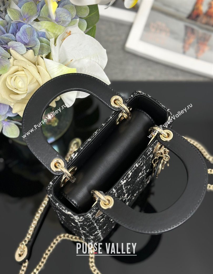 Dior Mini Lady Bag in Tweed Black 2025 0929 (XXG-250929165)