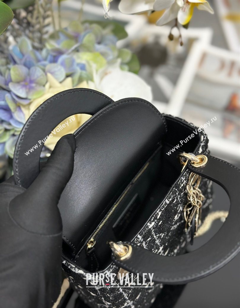 Dior Mini Lady Bag in Tweed Black 2025 0929 (XXG-250929165)