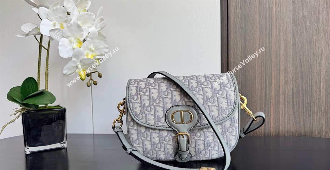 Dior Medium Bobby Bag in Blue Oblique Jacquard Grey 2025 0929 (XXG-250929110)