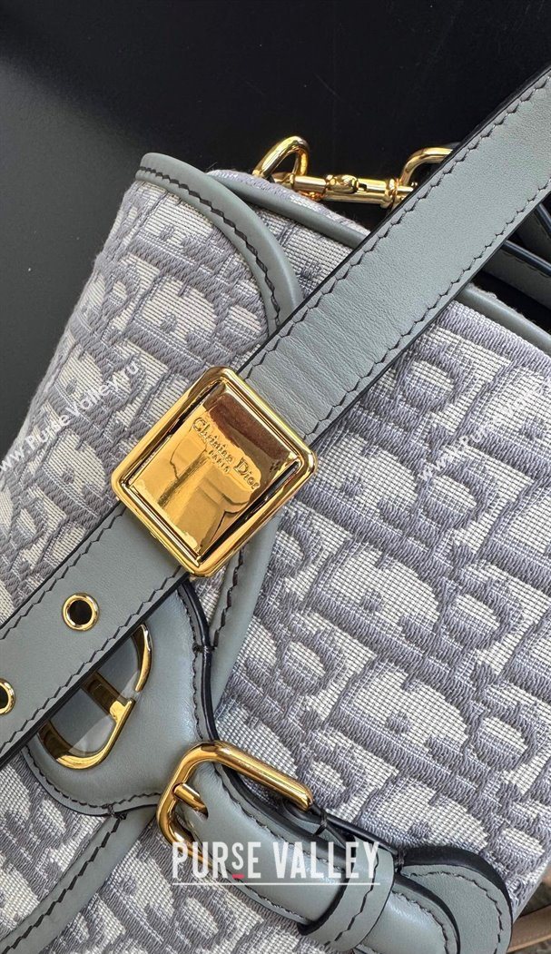 Dior Medium Bobby Bag in Blue Oblique Jacquard Grey 2025 0929 (XXG-250929110)