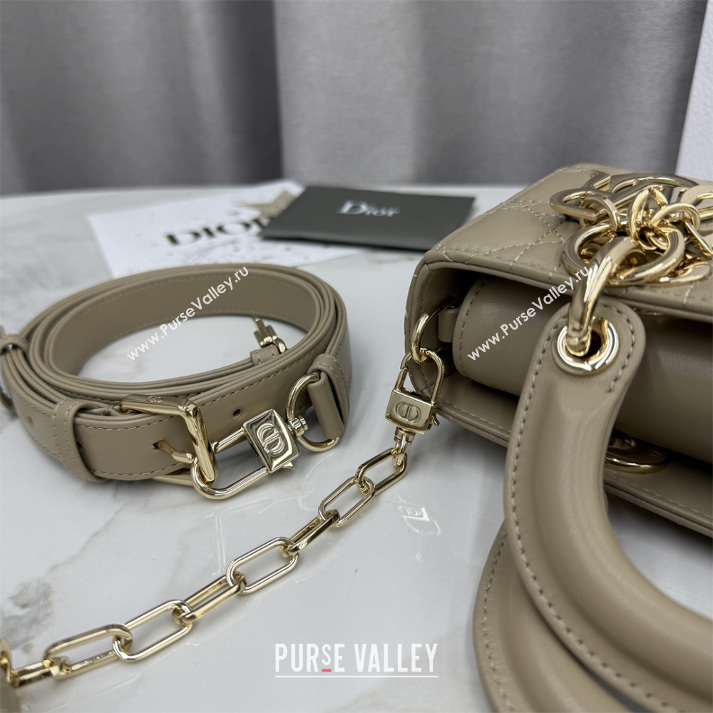 Dior Mini Lady D-Joy Bag in Cannage Lambskin Milk Tea 2025 M0636 (XXG-250929068)