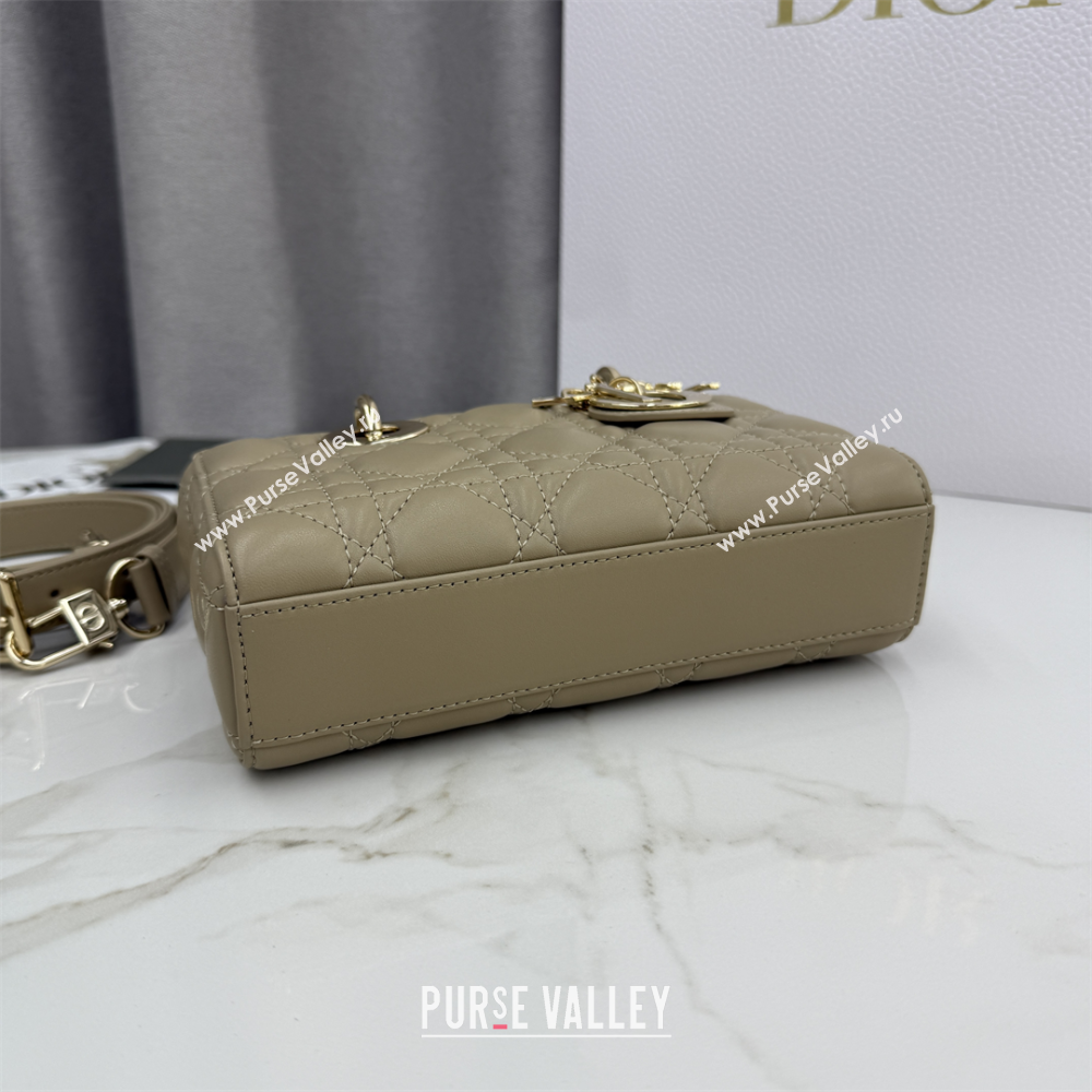 Dior Mini Lady D-Joy Bag in Cannage Lambskin Milk Tea 2025 M0636 (XXG-250929068)