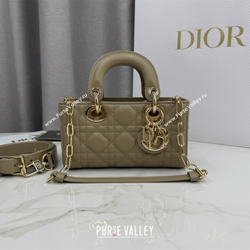 Dior Mini Lady D-Joy Bag in Cannage Lambskin Milk Tea 2025 M0636 (XXG-250929068)
