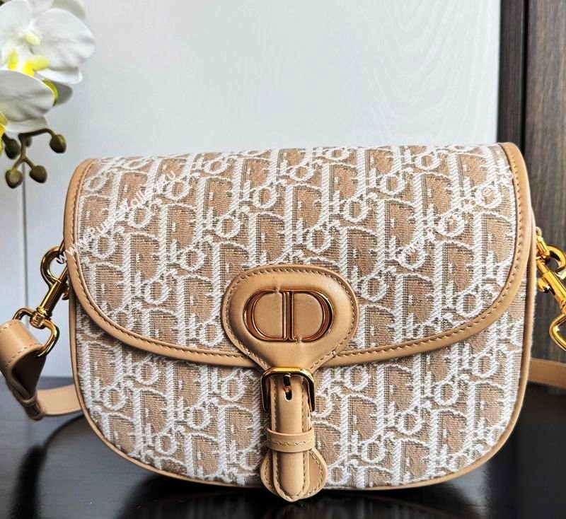 Dior Medium Bobby Bag in Blue Oblique Jacquard Beige 2025 0929 (XXG-250929111)