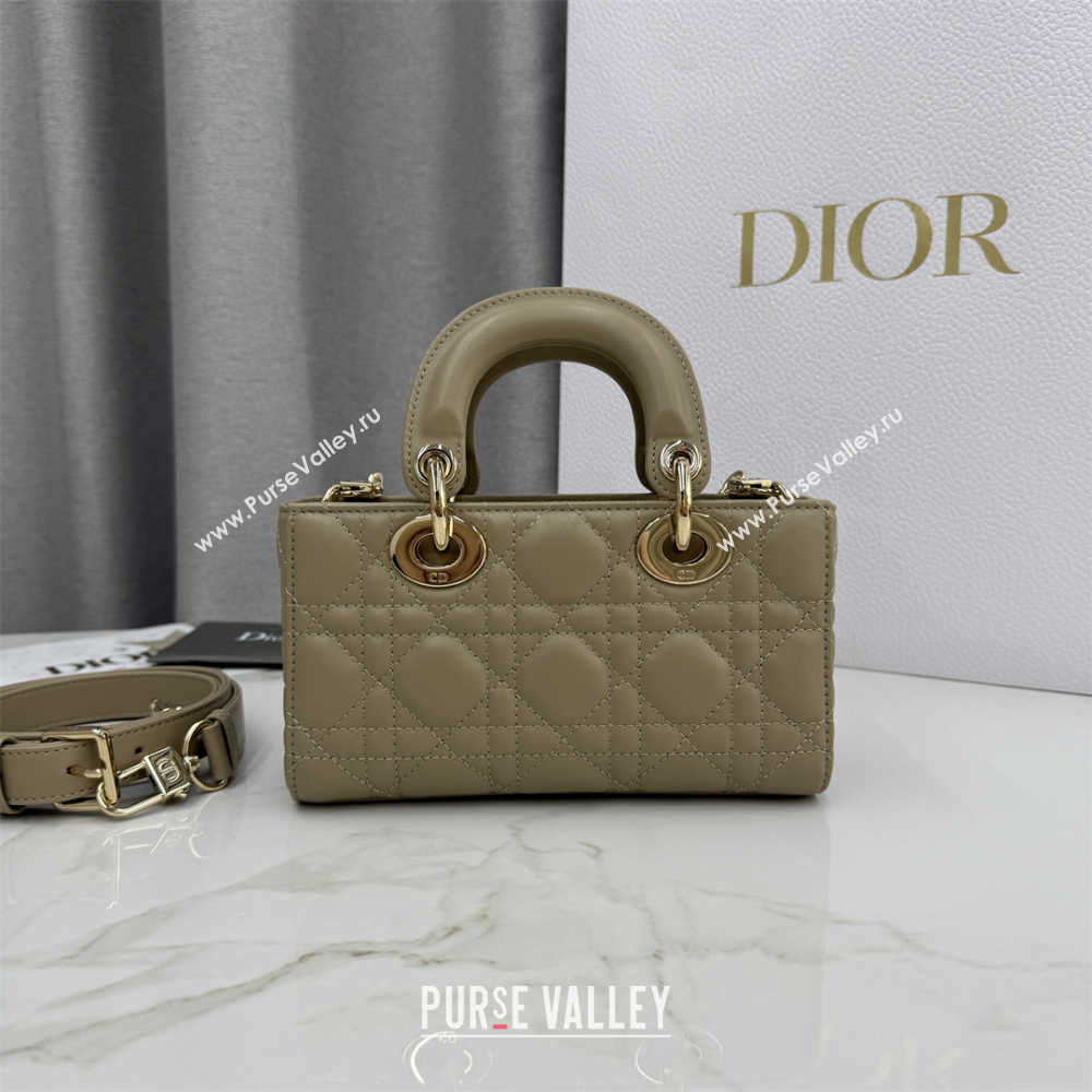 Dior Mini Lady D-Joy Bag in Cannage Lambskin Milk Tea 2025 M0636 (XXG-250929068)