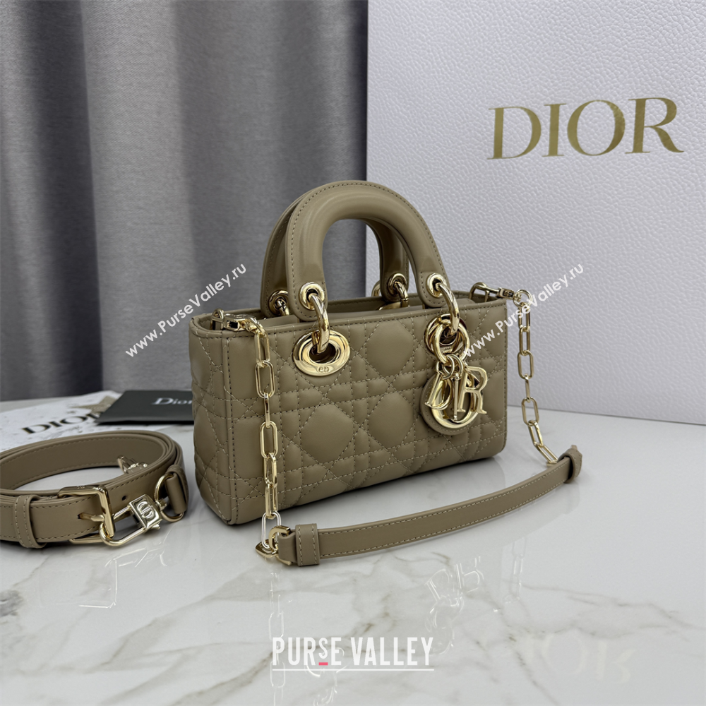 Dior Mini Lady D-Joy Bag in Cannage Lambskin Milk Tea 2025 M0636 (XXG-250929068)