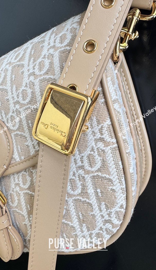 Dior Medium Bobby Bag in Blue Oblique Jacquard Beige 2025 0929 (XXG-250929111)