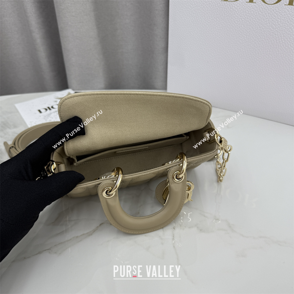 Dior Mini Lady D-Joy Bag in Cannage Lambskin Milk Tea 2025 M0636 (XXG-250929068)