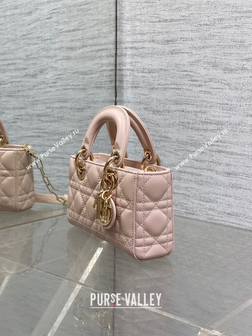 Dior Mini Lady D-Joy Bag in Cannage Lambskin Powder Pink 2025 M0636 (XXG-250929069)
