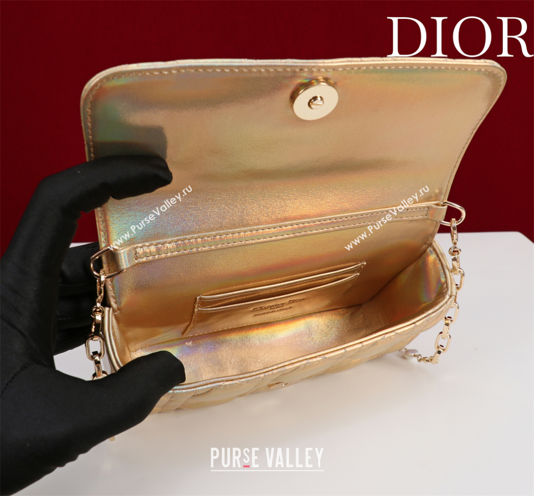 Dior My Dior - Dior Talk Phone Pouch in Cannage Iridescent Leather Gold 2025 (XXG-250929161)