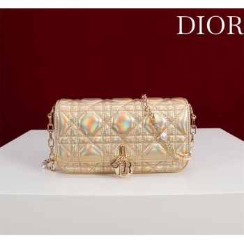 Dior My Dior - Dior Talk Phone Pouch in Cannage Iridescent Leather Gold 2025 (XXG-250929161)