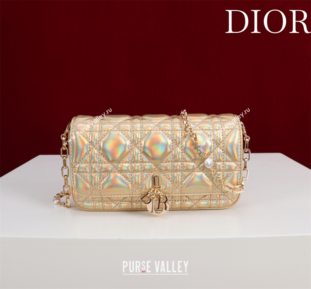 Dior My Dior - Dior Talk Phone Pouch in Cannage Iridescent Leather Gold 2025 (XXG-250929161)