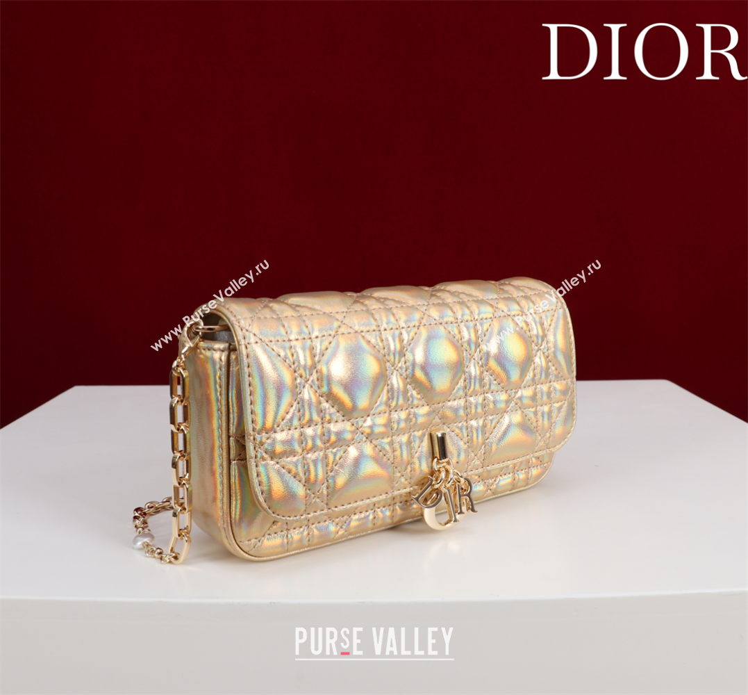Dior My Dior - Dior Talk Phone Pouch in Cannage Iridescent Leather Gold 2025 (XXG-250929161)