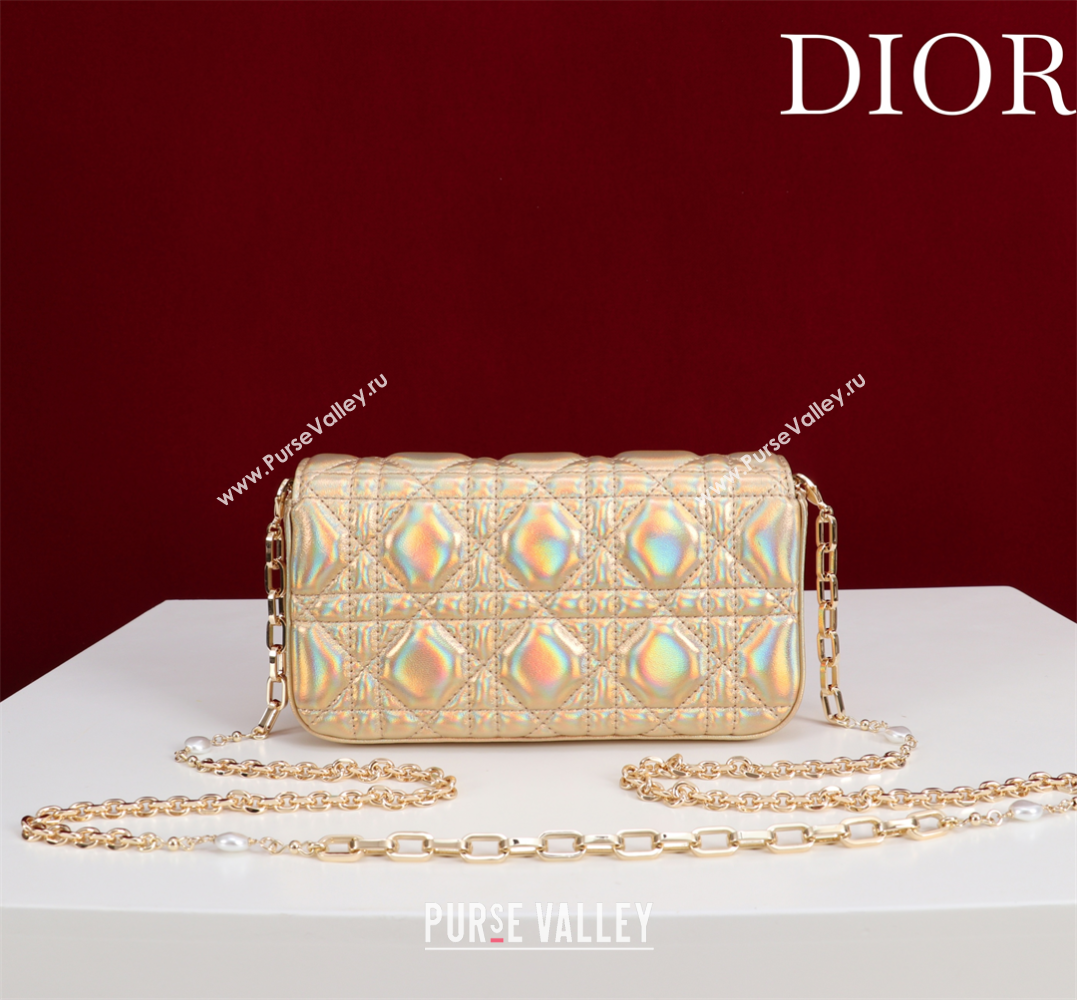 Dior My Dior - Dior Talk Phone Pouch in Cannage Iridescent Leather Gold 2025 (XXG-250929161)