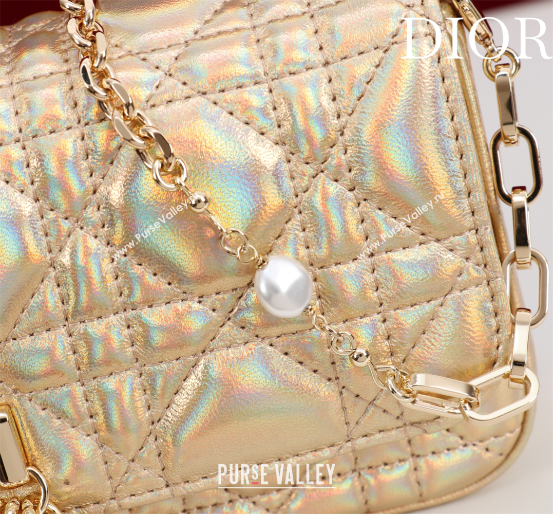 Dior My Dior - Dior Talk Phone Pouch in Cannage Iridescent Leather Gold 2025 (XXG-250929161)