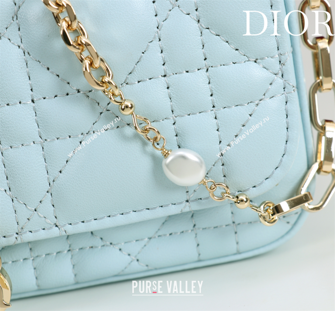 Dior My Dior - Dior Talk Phone Pouch in Cannage Lambskin Leather Light Blue 2025 (XXG-250929150)