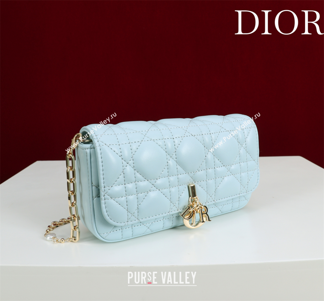 Dior My Dior - Dior Talk Phone Pouch in Cannage Lambskin Leather Light Blue 2025 (XXG-250929150)