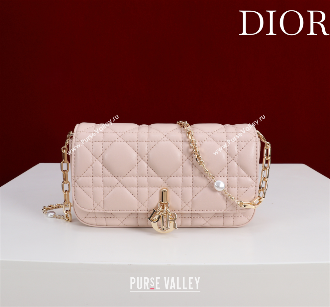 Dior My Dior - Dior Talk Phone Pouch in Cannage Lambskin Leather Light Pink 2025 (XXG-250929162)