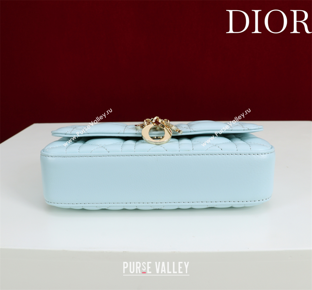 Dior My Dior - Dior Talk Phone Pouch in Cannage Lambskin Leather Light Blue 2025 (XXG-250929150)